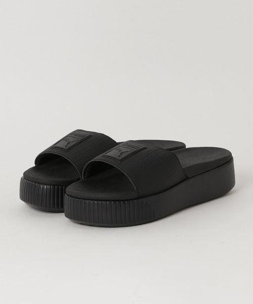PUMA(プーマ)の「プラットフォーム スライド ウィメンズ EP (WOMEN)(サンダル・レディース・ベージュ/ブラック・22.0cm/23.0cm/25.0cm/24.0cm)」の2枚目の写真