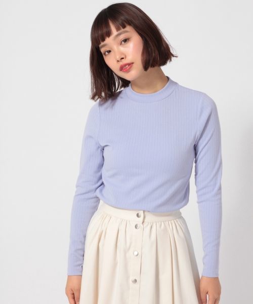 LOWRYS FARM(ローリーズファーム)の「トタンテレコハイネック 781428 (Tシャツ/カットソー・レディース・ブラック/オフホワイト/ホワイト×ブラック/グレー/ブルー/パープル・MEDIUM/LARGE)」の1枚目の写真