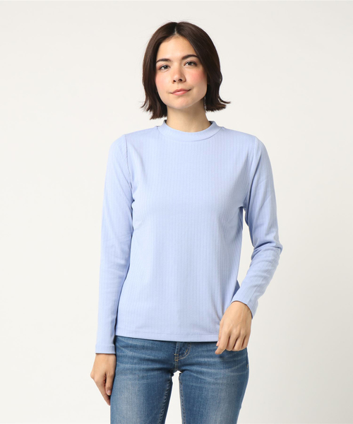 LOWRYS FARM(ローリーズファーム)の「トタンテレコハイネック 781428 (Tシャツ/カットソー・レディース・ブラック/オフホワイト/ホワイト×ブラック/グレー/ブルー/パープル・MEDIUM/LARGE)」の10枚目の写真