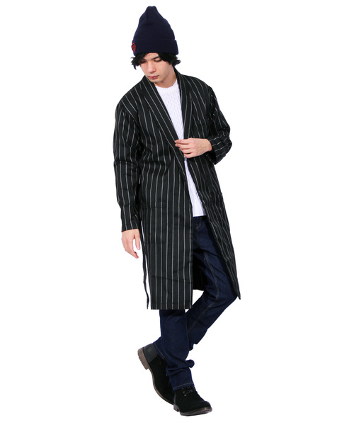 ８(eight)（エイト）の「グレンチェック ガウン コーディガン（チェスターコート・メンズ・チェック/ストライプ・LARGE/MEDIUM）」の3枚目の写真