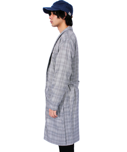 ８(eight)（エイト）の「グレンチェック ガウン コーディガン（チェスターコート・メンズ・チェック/ストライプ・LARGE/MEDIUM）」の5枚目の写真