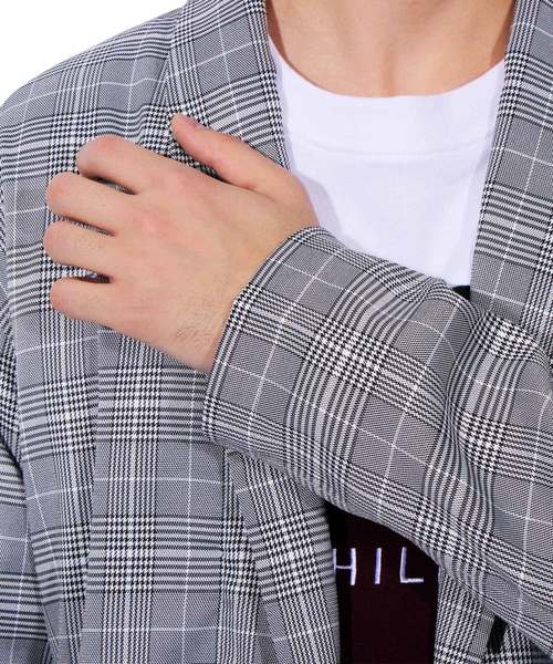 ８(eight)（エイト）の「グレンチェック ガウン コーディガン（チェスターコート・メンズ・チェック/ストライプ・LARGE/MEDIUM）」の8枚目の写真