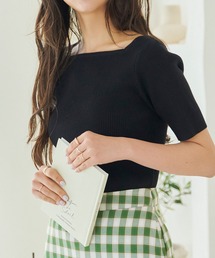 KOBE LETTUCE（コウベレタス）の「選べるデザイン 半袖ベーシックリブニットトップス（ニット/セーター）」