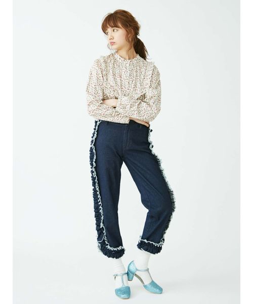 merry jenny（メリージェニー）の「フリンジフリルデニム（その他パンツ・レディース・インディゴブルー/ブルー・SMALL/MEDIUM）」の2枚目の写真