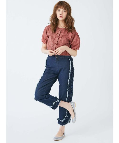 merry jenny（メリージェニー）の「フリンジフリルデニム（その他パンツ・レディース・インディゴブルー/ブルー・SMALL/MEDIUM）」の5枚目の写真