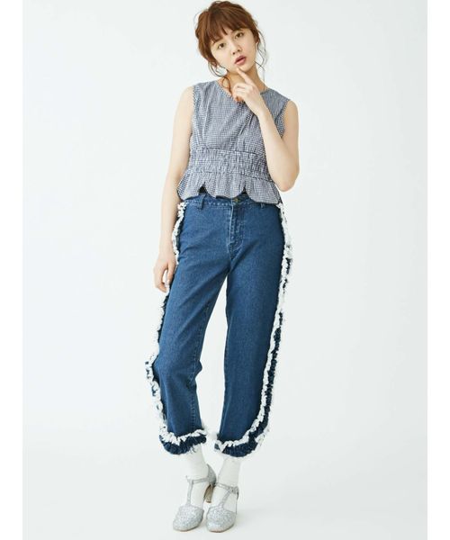 merry jenny（メリージェニー）の「フリンジフリルデニム（その他パンツ・レディース・インディゴブルー/ブルー・SMALL/MEDIUM）」の11枚目の写真