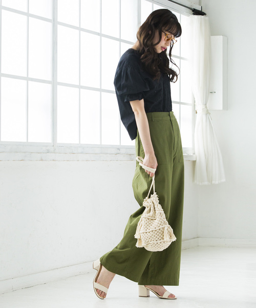 WEGO（ウィゴー）の「WEGO/チノベイカーワイドパンツ（チノパンツ・レディース・カーキ/ホワイト/ベージュ・MEDIUM/SMALL/LARGE）」の7枚目の写真