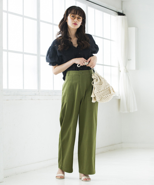 WEGO（ウィゴー）の「WEGO/チノベイカーワイドパンツ（チノパンツ・レディース・カーキ/ホワイト/ベージュ・MEDIUM/SMALL/LARGE）」の8枚目の写真