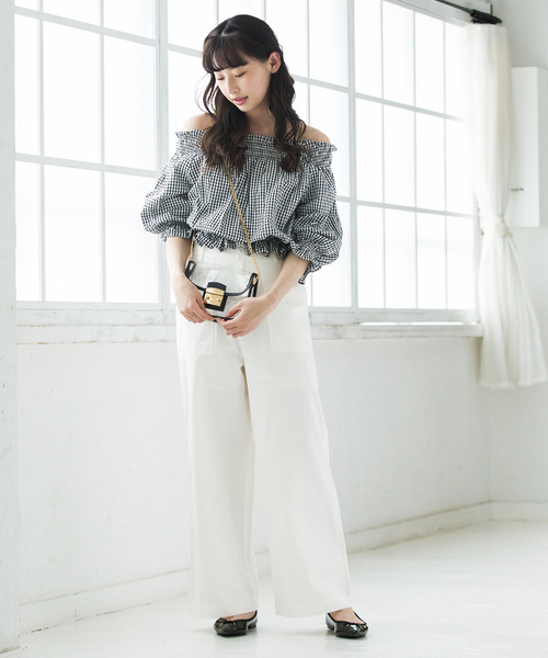 WEGO（ウィゴー）の「WEGO/チノベイカーワイドパンツ（チノパンツ・レディース・カーキ/ホワイト/ベージュ・MEDIUM/SMALL/LARGE）」の13枚目の写真