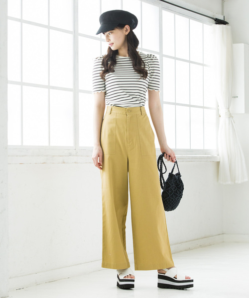 WEGO（ウィゴー）の「WEGO/チノベイカーワイドパンツ（チノパンツ・レディース・カーキ/ホワイト/ベージュ・MEDIUM/SMALL/LARGE）」の15枚目の写真