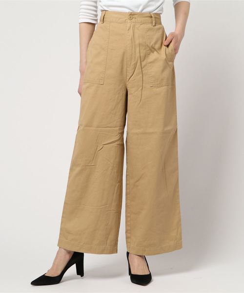 WEGO（ウィゴー）の「WEGO/チノベイカーワイドパンツ（チノパンツ・レディース・カーキ/ホワイト/ベージュ・MEDIUM/SMALL/LARGE）」の18枚目の写真