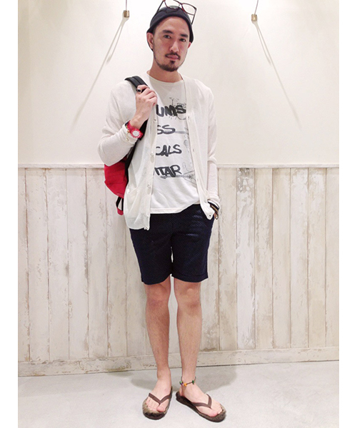 CIAOPANIC TYPY(チャオパニックティピー)の「総柄ショートパンツ(その他パンツ・メンズ・アイボリー/ホワイト/ストライプ/その他/ネイビー/ダークブルー・MEDIUM/LARGE)」の1枚目の写真