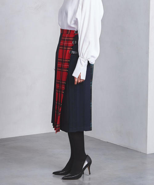 近年モデル☆オニールオブダブリン ユナイテッドアローズ パッチワーク スカート オニールオブダブリン UA別注 91丈 パッチワーク キルトスカート OR×NV