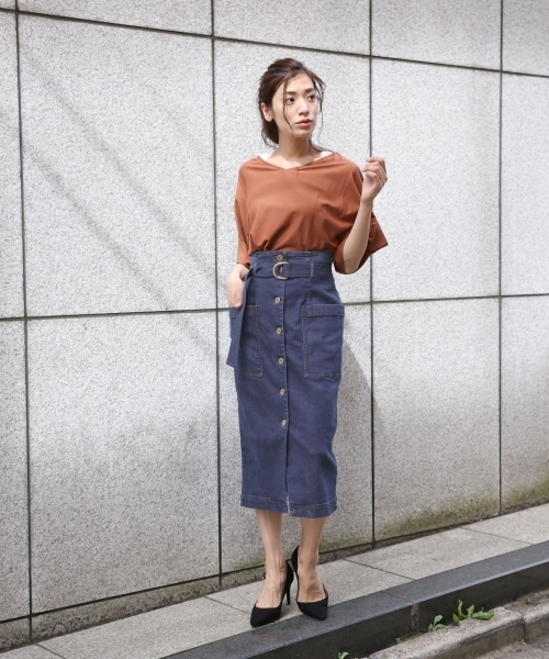 laboratory work（ラボラトリーワーク）の「ベルト付きデニムタイトスカート（スカート・レディース・ブラック/ブルー・MEDIUM）」の4枚目の写真