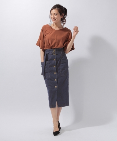 laboratory work（ラボラトリーワーク）の「ベルト付きデニムタイトスカート（スカート・レディース・ブラック/ブルー・MEDIUM）」の6枚目の写真