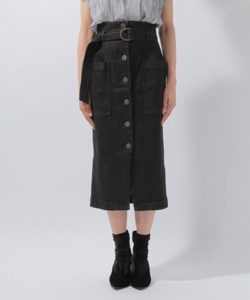 laboratory work（ラボラトリーワーク）の「ベルト付きデニムタイトスカート（スカート・レディース・ブラック/ブルー・MEDIUM）」の7枚目の写真