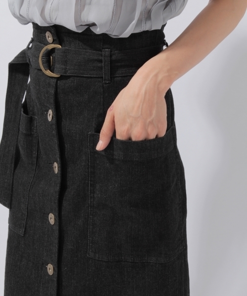 laboratory work（ラボラトリーワーク）の「ベルト付きデニムタイトスカート（スカート・レディース・ブラック/ブルー・MEDIUM）」の13枚目の写真