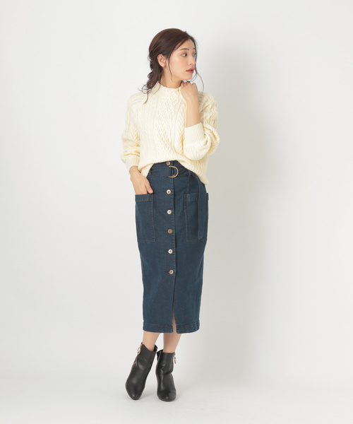 laboratory work（ラボラトリーワーク）の「ベルト付きデニムタイトスカート（スカート・レディース・ブラック/ブルー・MEDIUM）」の18枚目の写真