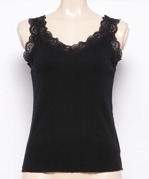 WEGO（ウィゴー）の「WEGO/レース付き2WAYリブタンクトップ（タンクトップ・レディース・オフホワイト/ブラック/ブラウン/ライトピンク/ベージュ・FREE）」の22枚目の写真