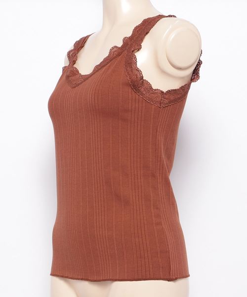 WEGO（ウィゴー）の「WEGO/レース付き2WAYリブタンクトップ（タンクトップ・レディース・オフホワイト/ブラック/ブラウン/ライトピンク/ベージュ・FREE）」の19枚目の写真