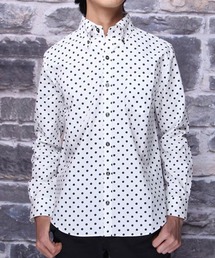 【garsonwave】日本製ドットプリントボタンダウン長袖シャツ