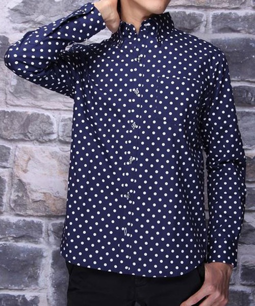 Burner（バーナー）の「【garsonwave】日本製ドットプリントボタンダウン長袖シャツ（シャツ/ブラウス・メンズ・ホワイト系その他/ブルー系その他/ホワイト系その他2/ブルー系その他2/ブラック系その他/ブラック系その他2・LL/L/M）」の5枚目の写真