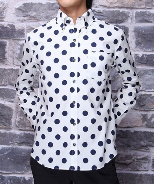 Burner（バーナー）の「【garsonwave】日本製ドットプリントボタンダウン長袖シャツ（シャツ/ブラウス・メンズ・ホワイト系その他/ブルー系その他/ホワイト系その他2/ブルー系その他2/ブラック系その他/ブラック系その他2・LL/L/M）」の2枚目の写真