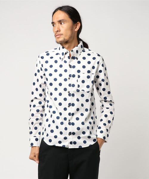 Burner（バーナー）の「【garsonwave】日本製ドットプリントボタンダウン長袖シャツ（シャツ/ブラウス・メンズ・ホワイト系その他/ブルー系その他/ホワイト系その他2/ブルー系その他2/ブラック系その他/ブラック系その他2・LL/L/M）」の12枚目の写真
