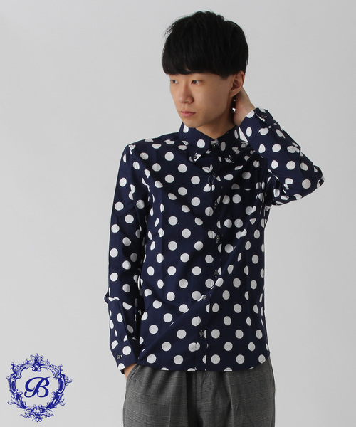 Burner（バーナー）の「【garsonwave】日本製ドットプリントボタンダウン長袖シャツ（シャツ/ブラウス・メンズ・ホワイト系その他/ブルー系その他/ホワイト系その他2/ブルー系その他2/ブラック系その他/ブラック系その他2・LL/L/M）」の7枚目の写真