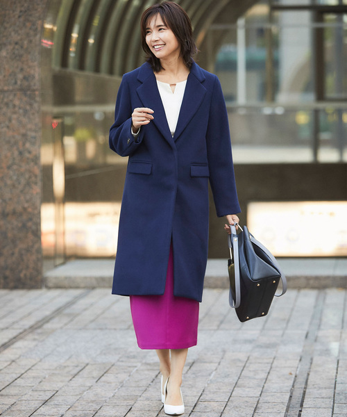 &. NOSTALGIA（アンドドットノスタルジア）の「ウール混チェスターコート（チェスターコート・レディース・ネイビー/ピンク/グリーン系その他・FREE）」の10枚目の写真