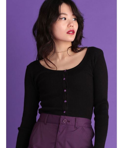 jouetie（ジュエティ）の「リングスナップフィットニット（ニット/セーター・レディース・ブラック/パープル/レッド/ピンク・MEDIUM）」の2枚目の写真