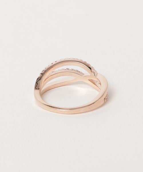 florist（フローリスト）の「アシンメトリークロスラインハーフエタニティーリング（リング・レディース・ゴールド/シルバー/ピンクゴールド・7号/10号/13号/16号）」の4枚目の写真