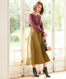 チェック柄or無地タック入りデザインハイウエストフレアスカート＊レディース/ボトムス/膝丈[M2350]神戸レタス