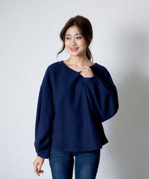 起毛ボリュームスリーブVネックトップス＊レディース/プルオーバー[C3603]神戸レタス