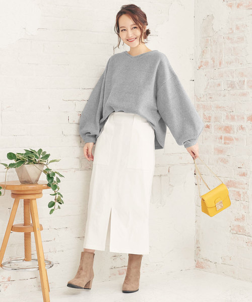 KOBE LETTUCE（コウベレタス）の「起毛ボリュームスリーブVネックトップス＊レディース/プルオーバー[C3603]神戸レタス（その他トップス・レディース・アイボリー/グレー/ネイビー・FREE）」の6枚目の写真