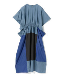 ホームスパンhomspun ギャザーパッチワークスカートキャミワンピース