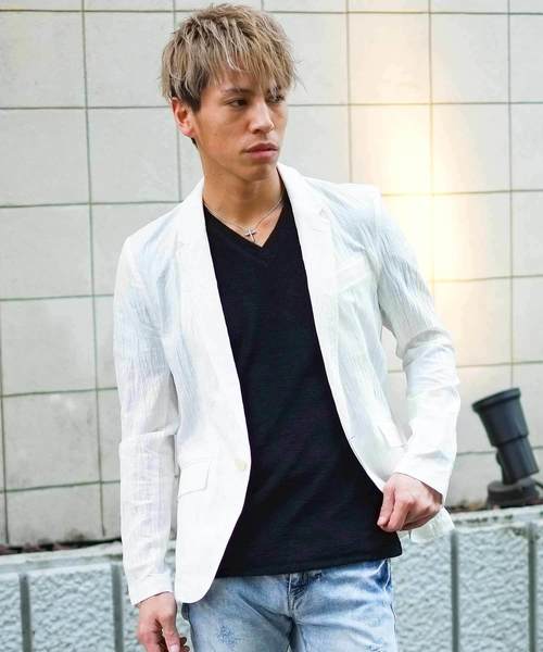 GOSTAR DE FUGA（ゴスタール ジフーガ）の「ワッシャー加工リネンテーラードジャケット（テーラードジャケット・メンズ・ホワイト/ベージュ/ネイビー・M/L/XL）」の5枚目の写真