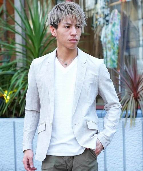 GOSTAR DE FUGA（ゴスタール ジフーガ）の「ワッシャー加工リネンテーラードジャケット（テーラードジャケット・メンズ・ホワイト/ベージュ/ネイビー・M/L/XL）」の10枚目の写真