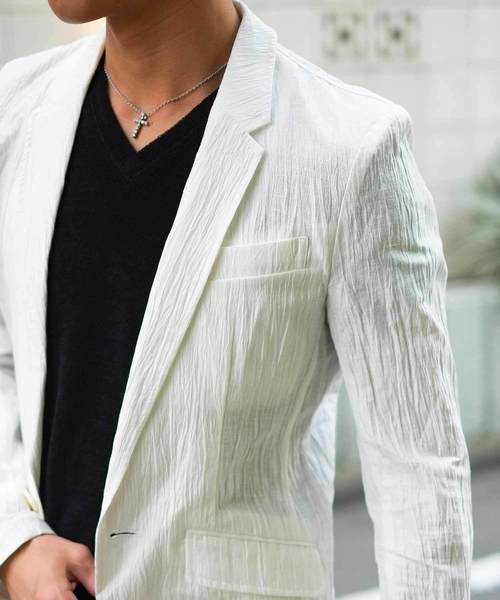 GOSTAR DE FUGA（ゴスタール ジフーガ）の「ワッシャー加工リネンテーラードジャケット（テーラードジャケット・メンズ・ホワイト/ベージュ/ネイビー・M/L/XL）」の18枚目の写真