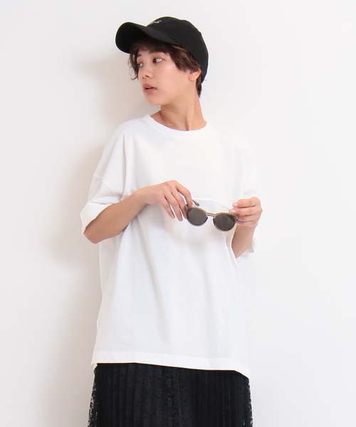 FREE'S MART（フリーズマート）の「カルフォルニアコットンルーズネックＴシャツ（Tシャツ/カットソー・レディース・ブラック/ホワイト/ベージュ/パープル/ピンク/グリーン・FREE）」の14枚目の写真