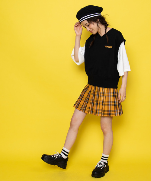 WEGO（ウィゴー）の「WEGO/チェックプリーツミニスカート（スカート・レディース・ベージュ系その他2/パープル系その他3/イエロー系その他2・SMALL/MEDIUM/LARGE）」の9枚目の写真