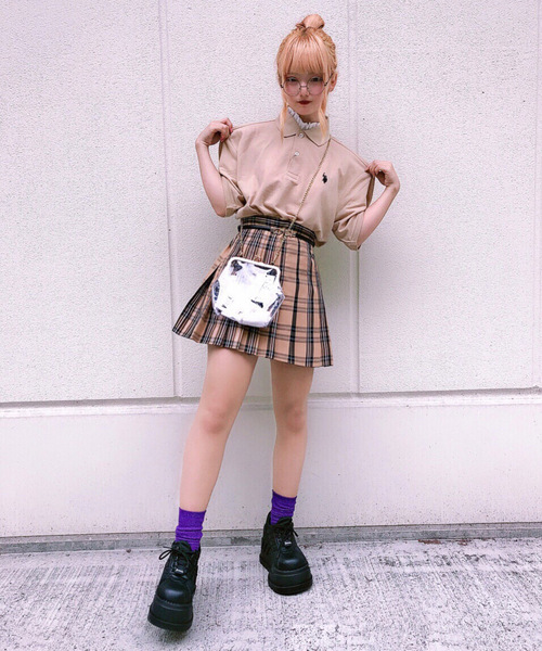 WEGO（ウィゴー）の「WEGO/チェックプリーツミニスカート（スカート・レディース・ベージュ系その他2/パープル系その他3/イエロー系その他2・SMALL/MEDIUM/LARGE）」の18枚目の写真