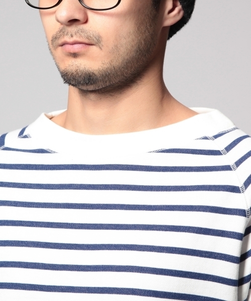 UNITED ARROWS（ユナイテッドアローズ）の「UAS ガーゼ　ボーダーボートネック ◆（Tシャツ/カットソー・メンズ・ネイビー/オレンジ・X-LARGE/LARGE/SMALL/MEDIUM/X-SMALL）」の6枚目の写真