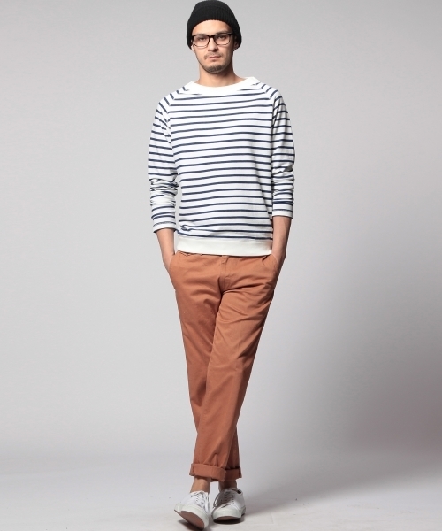 UNITED ARROWS（ユナイテッドアローズ）の「UAS ガーゼ　ボーダーボートネック ◆（Tシャツ/カットソー・メンズ・ネイビー/オレンジ・X-LARGE/LARGE/SMALL/MEDIUM/X-SMALL）」の10枚目の写真