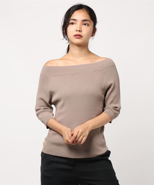 YECCA VECCA（イェッカヴェッカ）の「2way5分袖リブニット（ニット/セーター・レディース・ブラック/ベージュ/ブルー/バーガンディー・FREE）」の6枚目の写真