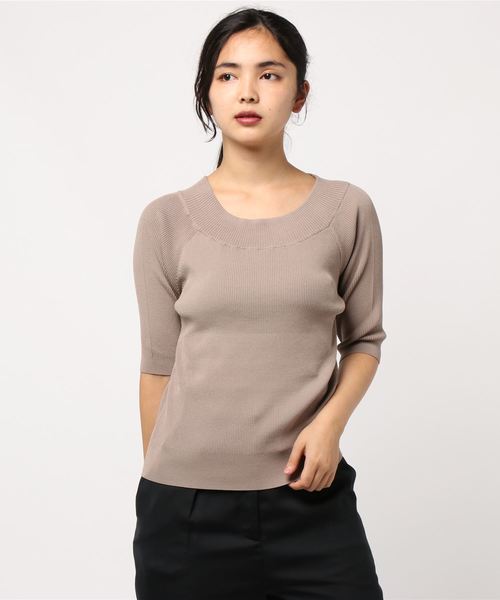 YECCA VECCA（イェッカヴェッカ）の「2way5分袖リブニット（ニット/セーター・レディース・ブラック/ベージュ/ブルー/バーガンディー・FREE）」の9枚目の写真