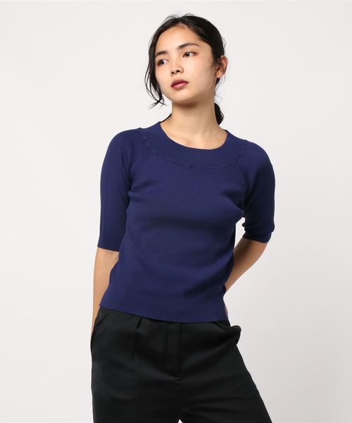 YECCA VECCA（イェッカヴェッカ）の「2way5分袖リブニット（ニット/セーター・レディース・ブラック/ベージュ/ブルー/バーガンディー・FREE）」の10枚目の写真