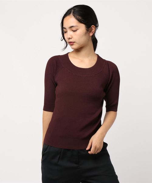 YECCA VECCA（イェッカヴェッカ）の「2way5分袖リブニット（ニット/セーター・レディース・ブラック/ベージュ/ブルー/バーガンディー・FREE）」の11枚目の写真