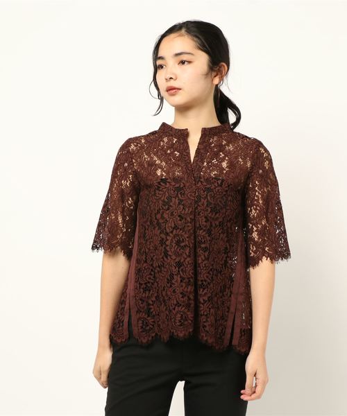 1er Arrondissement(プルミエアロンディスモン)の「リバーレースブラウス(シャツ/ブラウス)」|バーガンディー