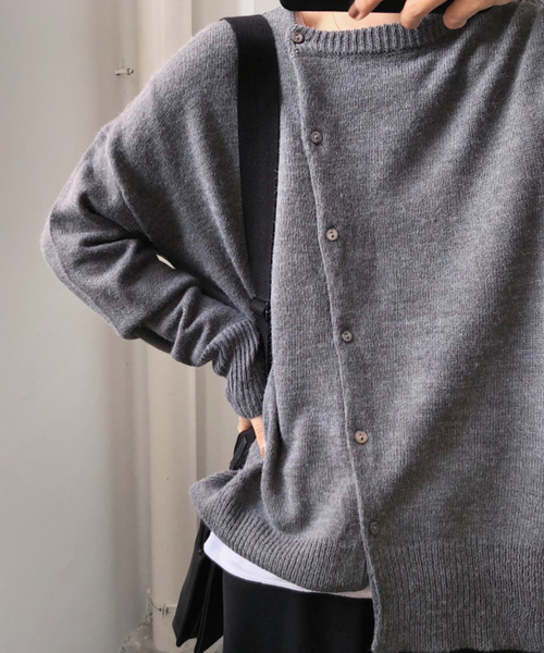 chuclla(チュクラ)の「【chuclla】【2019AW】斜めカット カーディガン アシンメトリー ニット chw842(カーディガン/ボレロ・レディース・ブラック/グレー/アイボリー・FREE)」の6枚目の写真
